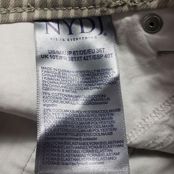 NYDJ Ellison Tall Jeans Womens 6T Beige Lodge Stripe High Rise Straight Ankle - Picture 11 of 16